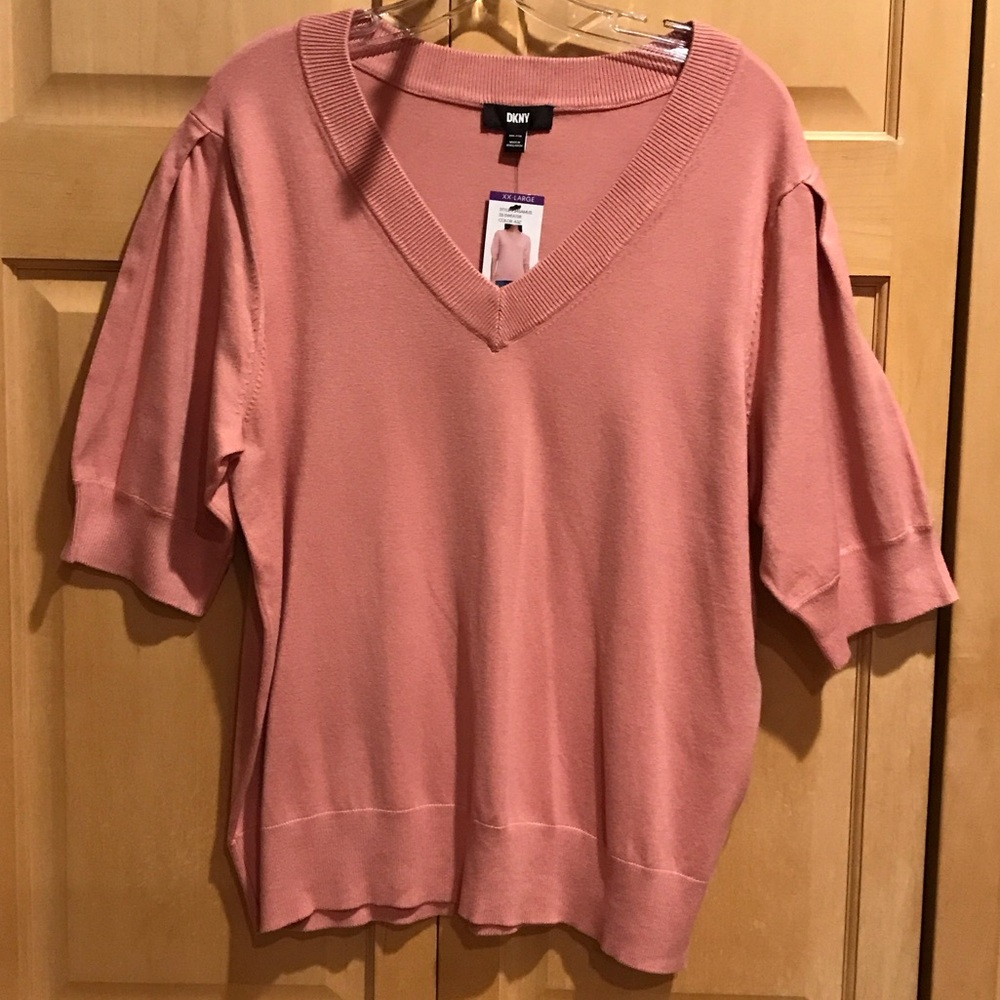 New DKNY Blush V-Neck Sweater